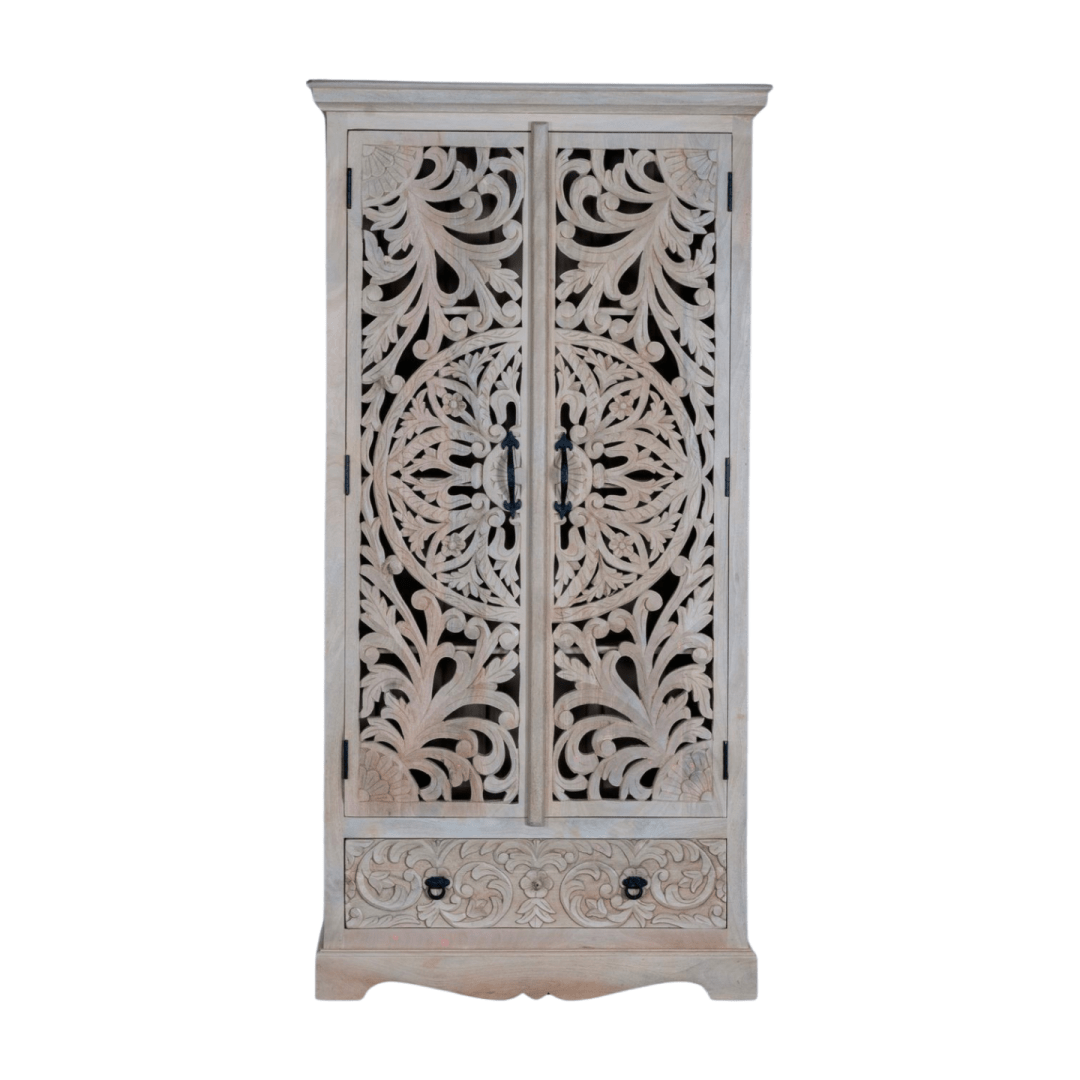 &quot;NAKSHATRA&quot; SOLID WOOD ARMOIRE - MAADZE INSIDER