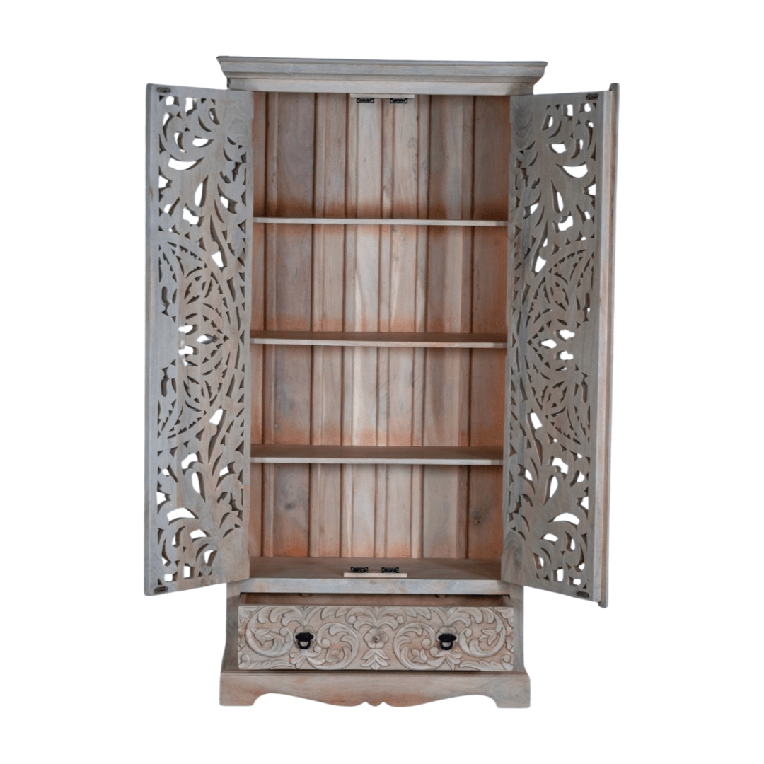 &quot;NAKSHATRA&quot; SOLID WOOD ARMOIRE - MAADZE INSIDER