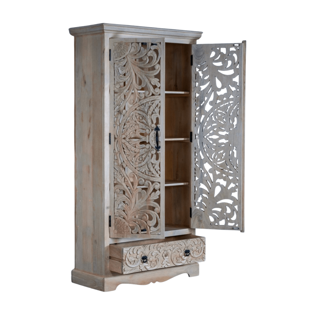 &quot;NAKSHATRA&quot; SOLID WOOD ARMOIRE - MAADZE INSIDER