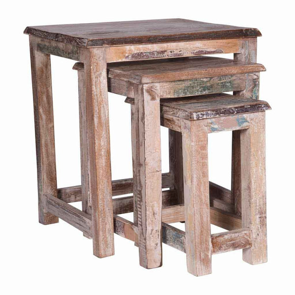 Rustic White Nesting Tables - Maadze